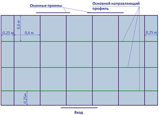 Схема разметки кассетного потолка
